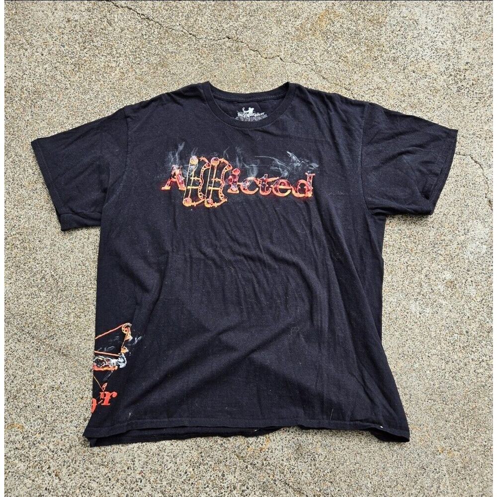 Y2k String Stalker Addicted Fire Flame Graphic Bow Hunting T Shirt Black Large